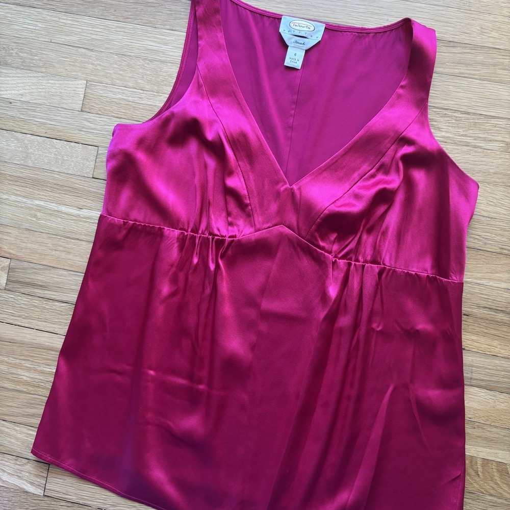 VTG Talbots Petites Silk Babydoll Camisole 6 Fuchsia‎  Sleeveless Y2K 2000s Cami - Picture 4 of 9
